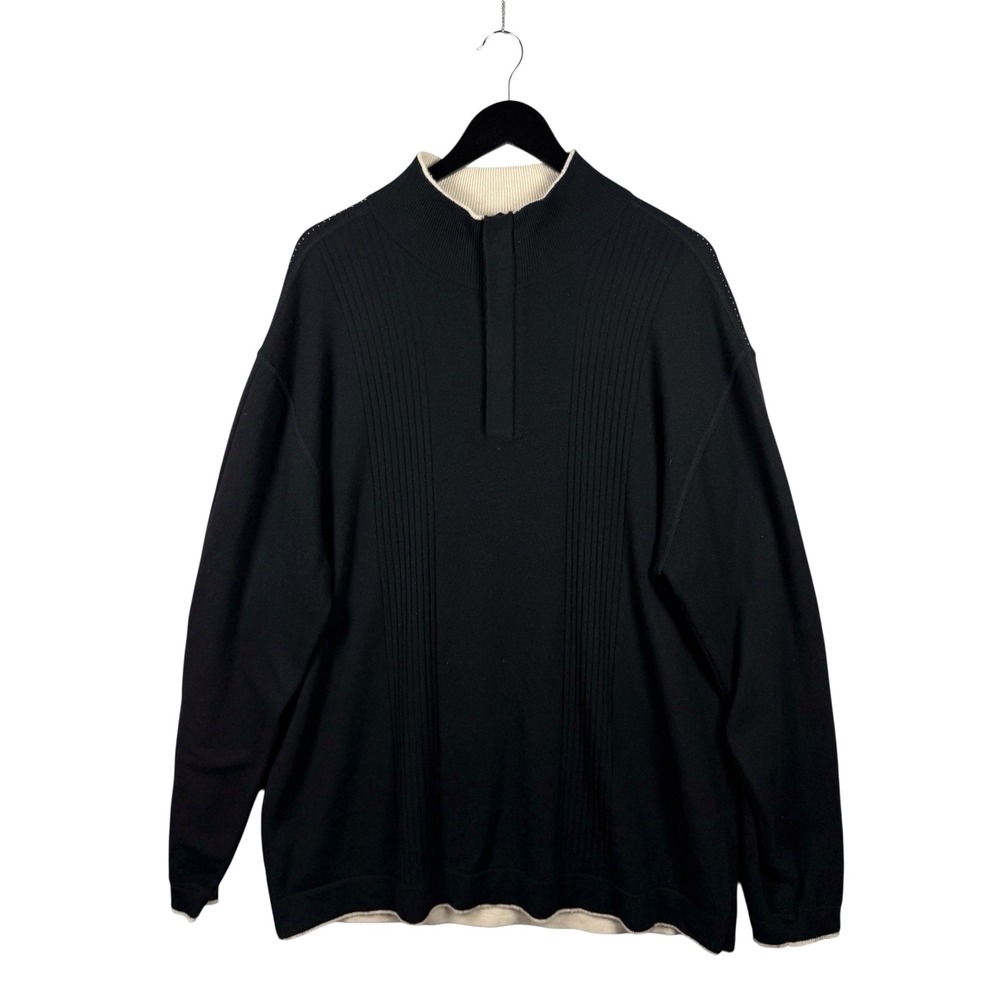 Nat Nast 100% Cashmere Men's Sz XL Black Luxury Knit Mock Neck Sweater